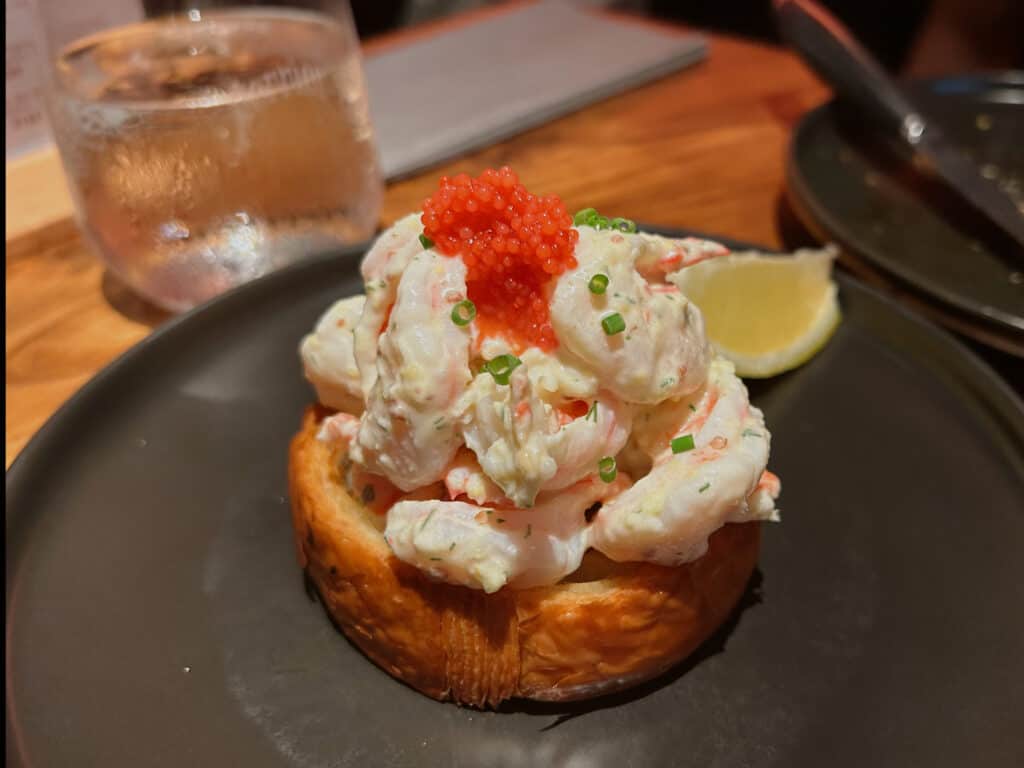 horseradish sweet shrimp tartine